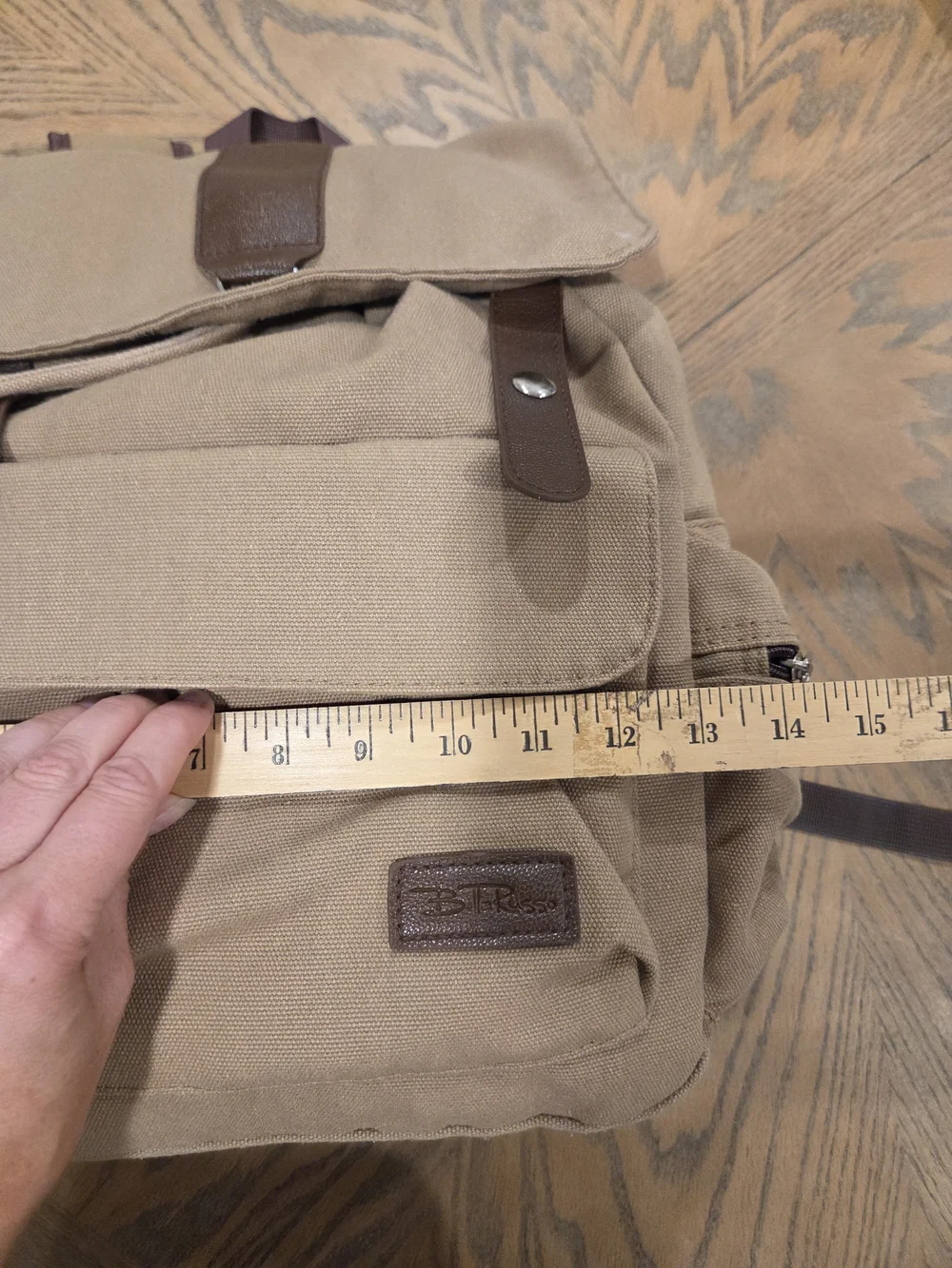 Bella Russo Backpack Unisex Medium Canvas Khaki Vintage Rucksack Gorpcore Bag